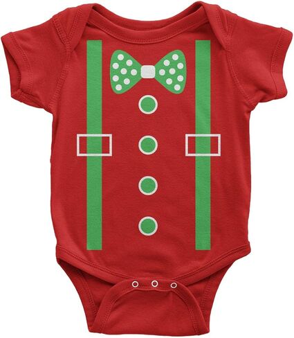 Threadrock Baby Boys' Green Tuxedo Bow Tie & Suspenders Infant Bodysuit in Saudi Arabia