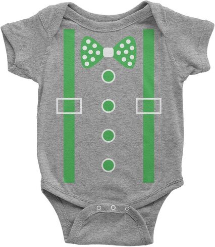 Threadrock Baby Boys' Green Tuxedo Bow Tie & Suspenders Infant Bodysuit in Saudi Arabia