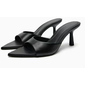 أحذية MRKEWUNEY بكعب عالٍ للنساء معدنية سهلة الارتداء بكعب قطة بدون ظهر in Kuwait