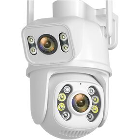 كاميرا 4K 8MP PTZ WiFi بعدسة مزدوجة وشاشة IP كاميرا خارجية 4MP HD AI للكشف عن الإنسان وتتبع تلقائي للمراقبة CCTV (قابس الاتحاد الأوروبي، 4MP إضافة بطاقة 128G) in Kuwait