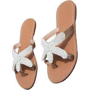 صنادل RoseSeek للسيدات من Pearl Starfish Flip Flops عند أصابع القدم وصنادل رفيعة سهلة الارتداء على الشاطئ لقضاء العطلات in Kuwait