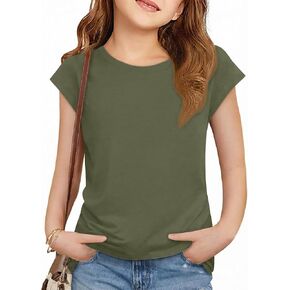 ZDC Girls Short Cap Sleeve T Shirts Kids Crewneck Summer Tops Basic Tees 5-14 Years in Saudi Arabia