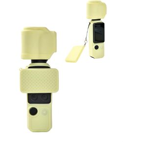 Silicone Protective Case Compatible with DJI Pocket 4, Full Coverage Silicone Cover with Anti-Lost Lanyard, Lens & Screen Protector for Daily Shooting and Travel (Yellow) in Saudi Arabia