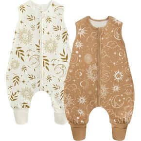 WYTbaby 2-Pack Sleep Sack with Legs, Fold-over Cuffs, 100% Cotton Wearable Blanket, Walker Sleep Bag,Front Zipper in Kuwait