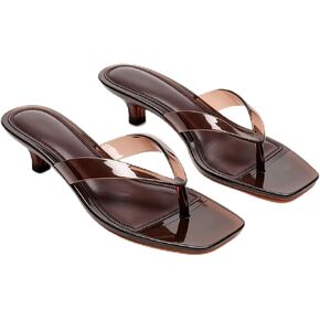 Agodor Jelly Thong Heeled Sandals for Women,Clear Flip Flop Low Kitten Heels Mules for Women Comfortable Square Open Toe Casual Summer Beach Slide Jelly Shoes in Saudi Arabia