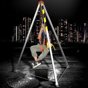 Heavy Duty Rescue Tripod Kit - Adjustable Confined Space Stabilizer for Ship Cabins, Sewer Cellars, Safe Rescue Operations, Portable Tripod System, High Strength Rescue,10m Fall Protector+Safe Belt in Kuwait