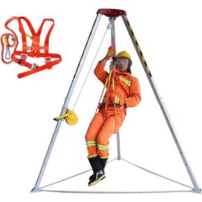 Heavy Duty Confined Space Rescue Tripod with Telescopic Legs & Safety Belt, 1800lbs Load Capacity Tripod Kit for Descent & Emergency Recovery,2600lbs Winch+Safety Belt in Kuwait