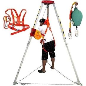 Emergency Rescue Tripod System with 20M Anti-Fall Device - Heavy Duty 1800LBS Sewer Rescue Tripod for Confined Space Descent and Emergency Rescues,1200LBS in Kuwait