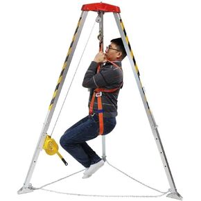Portable Retractable Lifting Rescue Tripod with 2600LBS Winch, Heavy-Duty Cable & Legs, Ideal for Construction Sites & Wellheads - Emergency Rescue Equipment,1200LBS Winch in Kuwait