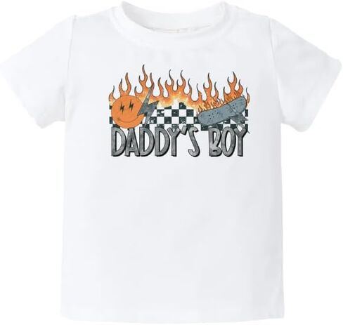 قميص بدلة أطفال لطيف من Daddy's Boy Skater Flames ملابس أطفال مخصصة ممتازة للجنسين هدية للأم حديثي الولادة in Kuwait