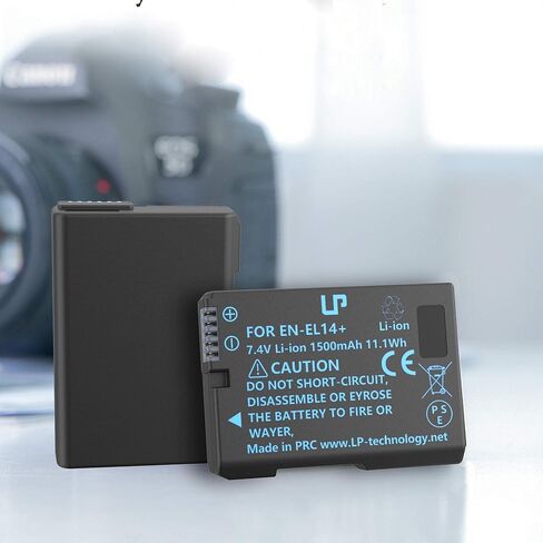 بطارية بديلة LP لـ EN-EL14، بطارية 1500 مللي أمبير في الساعة متوافقة مع كاميرات Nikon D3500، D5600، D3300، D5100، D5500، D3100، D3200، D5200، D5300، D3400، DF، Coolpix P7000، P7100، P7700، P7800 in Kuwait