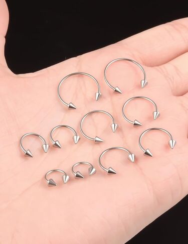 خواتم الحاجز 18G الجراحية الصلب الأفعى لدغة مجوهرات طويلة سبايك حدوة الحصان الشفاه خواتم مبتسم ثقب المجوهرات للنساء الرجال 6 مللي متر 8 مللي متر 10 مللي متر 12 مللي متر 14 مللي متر in Saudi Arabia