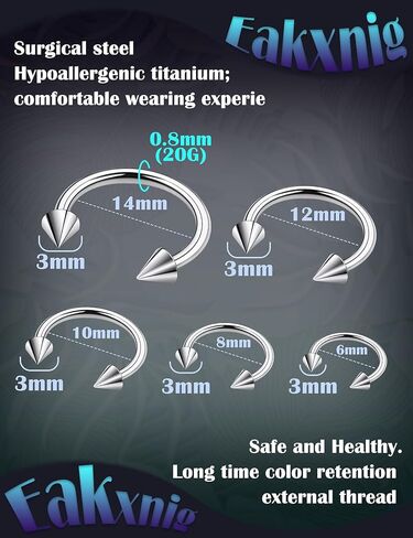 خواتم الحاجز 18G الجراحية الصلب الأفعى لدغة مجوهرات طويلة سبايك حدوة الحصان الشفاه خواتم مبتسم ثقب المجوهرات للنساء الرجال 6 مللي متر 8 مللي متر 10 مللي متر 12 مللي متر 14 مللي متر in Saudi Arabia