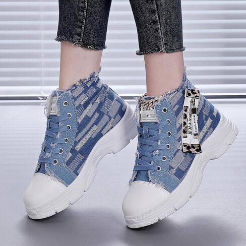 Women's Lightweight Platform High Top Canvas Sneakers,Breathable Non Slip Walking Running Shoes in Saudi Arabia