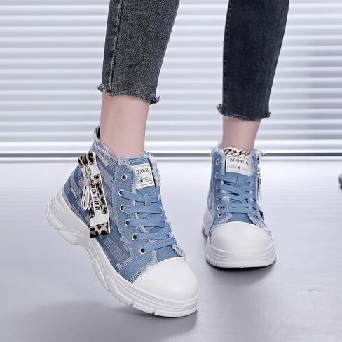 Women's Lightweight Platform High Top Canvas Sneakers,Breathable Non Slip Walking Running Shoes in Saudi Arabia