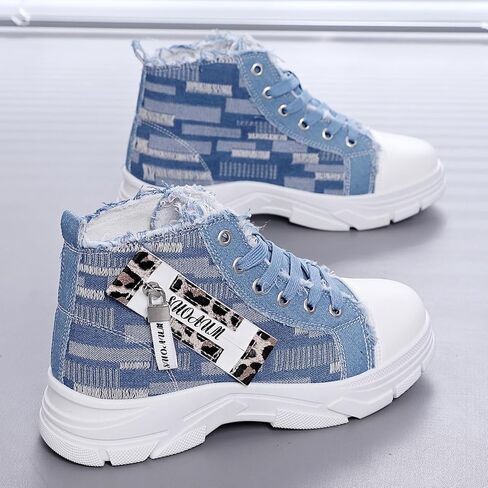 Women's Lightweight Platform High Top Canvas Sneakers,Breathable Non Slip Walking Running Shoes in Saudi Arabia