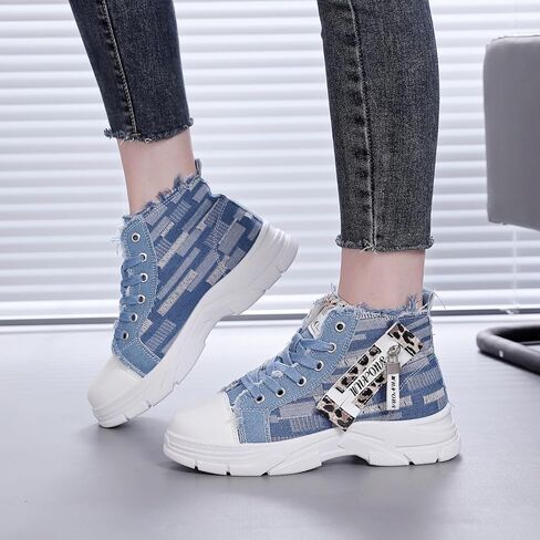 Women's Lightweight Platform High Top Canvas Sneakers,Breathable Non Slip Walking Running Shoes in Saudi Arabia
