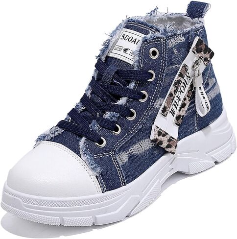 Women's Lightweight Platform High Top Canvas Sneakers,Breathable Non Slip Walking Running Shoes in Saudi Arabia