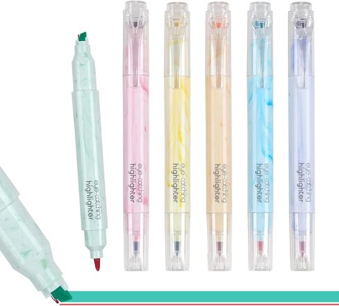 Aesthetic Highlighters 6 Pack Dual Tips,Double Line Highlighters Assorted Colors, Home and Office Use, Teacher Supplies, Ideal Highlighter for Organizing and Coloring in Saudi Arabia