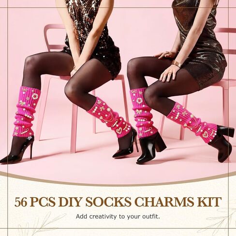JenPen Diy Socks Charms Kit with Socks and Sock Charms with Safety Pins Rhinestones Chains DIY Accessories for Shoes Sneakers in Saudi Arabia
