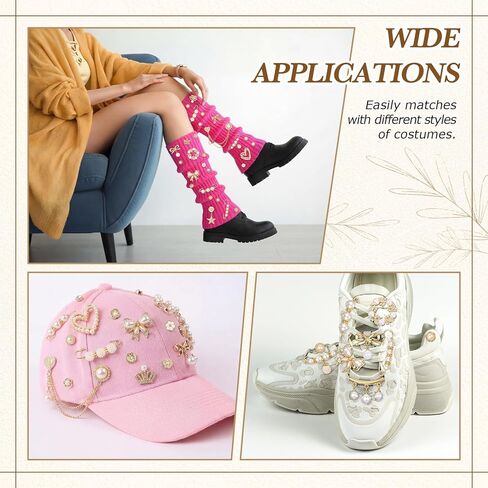 JenPen Diy Socks Charms Kit with Socks and Sock Charms with Safety Pins Rhinestones Chains DIY Accessories for Shoes Sneakers in Saudi Arabia