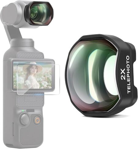 عدسة تليفوتوغرافي 2X متوافقة مع DJI Osmo Pocket 4 & Pocket 3، 4 عناصر 3 مجموعات زجاج بصري متعدد الطبقات، ملحق عدسة مغناطيسية in Kuwait
