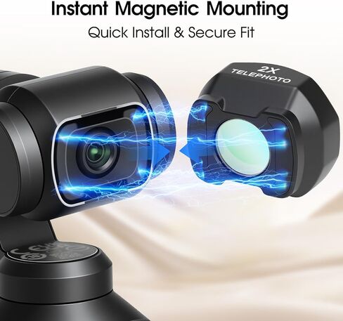 عدسة تليفوتوغرافي 2X متوافقة مع DJI Osmo Pocket 4 & Pocket 3، 4 عناصر 3 مجموعات زجاج بصري متعدد الطبقات، ملحق عدسة مغناطيسية in Kuwait