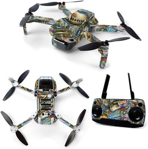 MightySkins Skin for DJI Mavic Mini Portable Drone Quadcopter - Action Fish Puzzle | Protective, Durable, and Unique Vinyl Decal wrap cover | Easy To Apply, Remove, and Change Styles | Made in the USA (DJMAVMIN-Action Fish Puzzle) in Kuwait