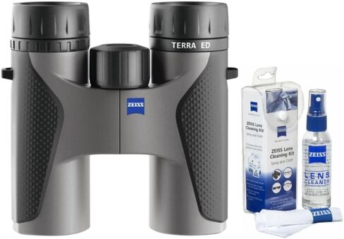 منظار Zeiss 8x32 Terra ED (رمادي) مزود بمجموعة العناية بالعدسات ZEISS مع بخاخ وقماش من الألياف الدقيقة (2 أونصة) in Kuwait