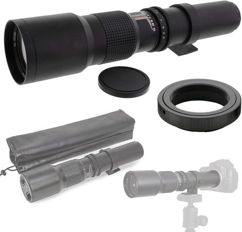 عدسة تليفوتوغرافي عالية الدقة مقاس 500 مم f/8-32 لكاميرات Pentax K-1 وK-S2 وK-S1 وK-500 وK-70 وK-50 وK-30 وK5 IIs وK-7 وK-5 وK-3 II وK-2 وK100D وK110D وK10D الرقمية SLR in Kuwait