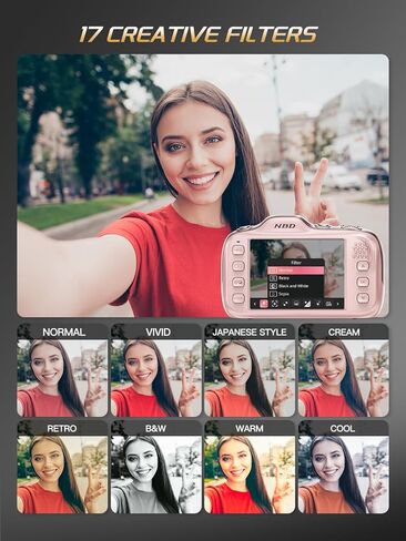 كاميرا رقمية True 4K مع وضع التجميل، وكاميرا تسجيل فيديو بدقة 64 ميجابكسل للمبتدئين، وتكبير/تصغير 16X، ومضادة للاهتزاز والتركيز التلقائي، وبطاقة 32 جيجابايت، وكاميرات محمولة فائقة الصغر 120 جرام للتصوير الفوتوغرافي (وردي) in Kuwait