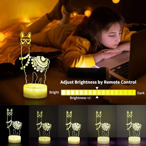 3D اللاما ضوء الليل، الحب القلب الألبكة اللاما 3D مصباح بصري مع جهاز التحكم عن بعد مكتب ديكور المنزل مصابيح 16 لونا تغيير 3D الوهم أضواء الليل هدايا عيد ميلاد للأطفال in Kuwait