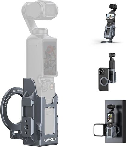 حامل تثبيت مغناطيسي متوافق مع DJI Osmo Pocket 4 3، حامل علبة شفط مغناطيسي، قفص واقي، جيب 4 3 ملحقات مقبض مع حامل حذاء بارد لمدونات الفيديو، صالة الألعاب الرياضية، السفر، أي سطح معدني in Kuwait