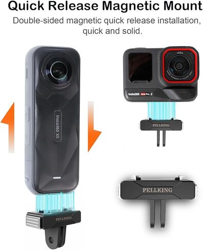PellKing حقيبة ظهر للكاميرا مع حزام تثبيت لـ Insta360 One X5/AcePro 2,360 درجة دوران بإبزيم حزام الظهر مع حامل مغناطيسي سريع الفك متوافق مع Insta360 X5/Acepro 2 in Kuwait