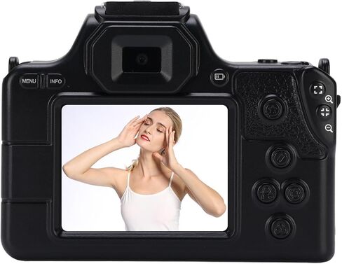 Dpofirs 48MP 2K Portable Digital Camera Dual Lens with Adjustable Focus Rotatable Lens, 16x Zoom Camera, OTG Connection for Devices, 15 Beauty Filters (Black) in Kuwait