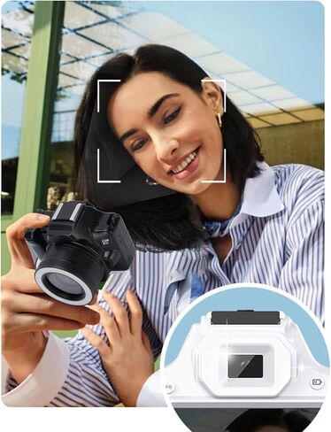 Dpofirs 48MP 2K Portable Digital Camera Dual Lens with Adjustable Focus Rotatable Lens, 16x Zoom Camera, OTG Connection for Devices, 15 Beauty Filters (Black) in Kuwait