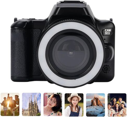 Dpofirs 48MP 2K Portable Digital Camera Dual Lens with Adjustable Focus Rotatable Lens, 16x Zoom Camera, OTG Connection for Devices, 15 Beauty Filters (Black) in Kuwait