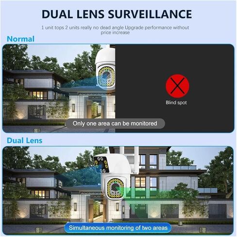 V380 Pro 2MP IP66 Dual Lens Dual Picture Outdoor WiFi IP Camera No Dead Corner Ball Integrated Security Surveillance Phone APP(US Plug,Camera and 128G Card) in Saudi Arabia