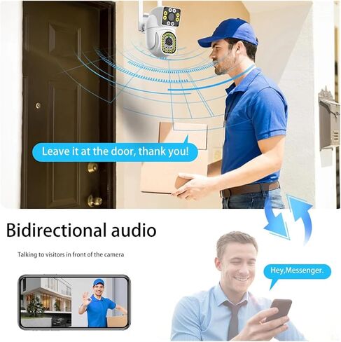V380 Pro 2MP IP66 Dual Lens Dual Picture Outdoor WiFi IP Camera No Dead Corner Ball Integrated Security Surveillance Phone APP(US Plug,Camera and 128G Card) in Saudi Arabia