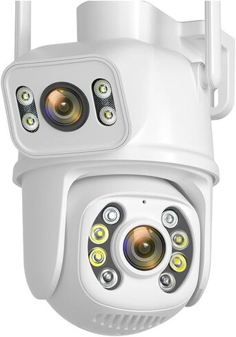 كاميرا 4K 8MP PTZ WiFi بعدسة مزدوجة وشاشة IP كاميرا خارجية 4MP HD AI للكشف عن الإنسان وتتبع تلقائي للمراقبة CCTV (قابس الاتحاد الأوروبي، 4MP إضافة بطاقة 128G) in Kuwait
