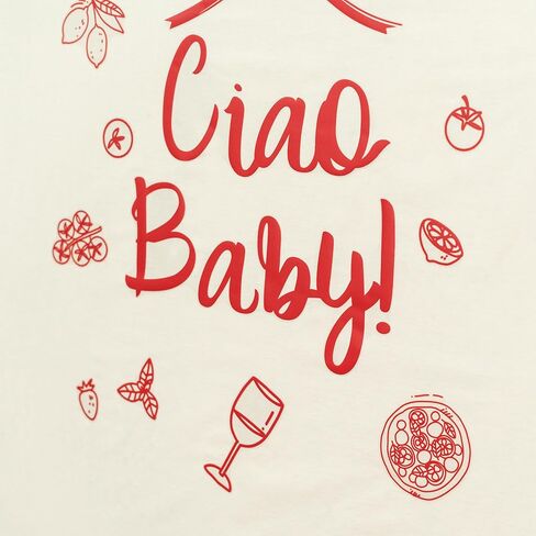 ملصق Ciao Baby - ديكور حمام الطفل Ciao Bambino، ملصق ديكور للحفلات بطابع إيطالي يكشف عن الجنس، علامة قوس بيتزا طماطم النبيذ، علامة ترحيب بالطفل على شكل قوس بالون (أحمر ciao Baby) in Kuwait