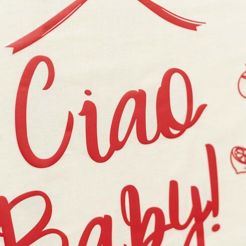 ملصق Ciao Baby - ديكور حمام الطفل Ciao Bambino، ملصق ديكور للحفلات بطابع إيطالي يكشف عن الجنس، علامة قوس بيتزا طماطم النبيذ، علامة ترحيب بالطفل على شكل قوس بالون (أحمر ciao Baby) in Kuwait