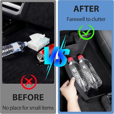 Rear Center Console Storage Box for Tesla Model Y Juniper 2025 2026,Rear Console Organizer TPE Tray with Lids Cover, Under Back Seat Trash Can with Anti-Slip for Tesla Model Y Juniper Accessories in Saudi Arabia
