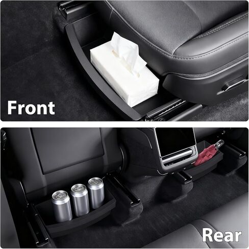 Rear Center Console Storage Box for Tesla Model Y Juniper 2025 2026,Rear Console Organizer TPE Tray with Lids Cover, Under Back Seat Trash Can with Anti-Slip for Tesla Model Y Juniper Accessories in Saudi Arabia