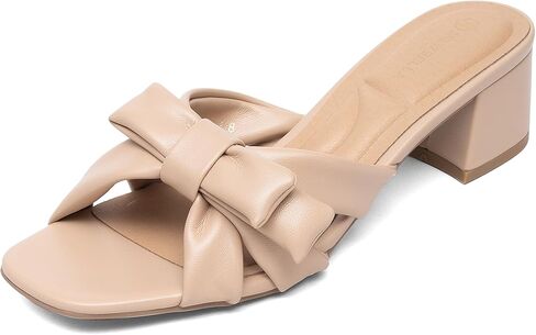 NEWBELLA Square Toe Block Heeled Sandals for Women, Comfortable Cushioned Summer Dress Sandals, Stable Heel Wedding & Party Shoes in Saudi Arabia