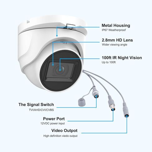 كاميرا Anpviz 5MP التناظرية TVI CCTV كاميرا قبة أمنية، 4 في 1 (TVI/AHD/CVI/CVBS) كاميرا برجية مع رؤية ليلية 100 قدم، غلاف معدني IP67، متوافق مع أجهزة DVR أخرى بدقة 5 ميجابكسل وما فوق in Kuwait