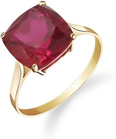 Galaxy Gold GG 14K Solid Yellow Gold Ring With Cushion Shape Genuine Ruby Grade AAA in Saudi Arabia