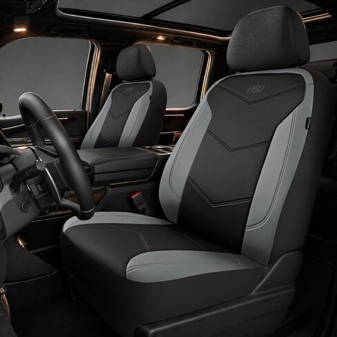 Skechers Memory Foam Seat Covers,Leather Car Seat Covers, Ultimate Comfort & Support Front Seat Covers Airbag Compatible, Automotive Universal Fit Most for SUVs, Vans, Sedans, Cars, Trucks,Black in Saudi Arabia