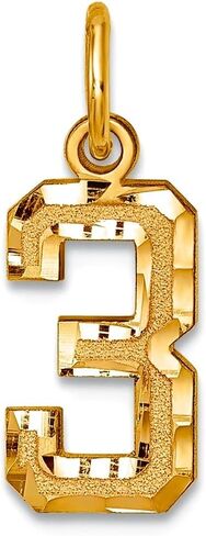 JewelryWeb 7mm 10k Yellow Gold Casted Small Sparkle-Cut Sport game Number Charm Pendant Necklace for Women in Saudi Arabia