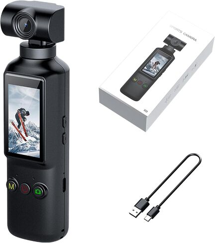 كاميرا X8 4K Vlogging مع WiFi، عدسة قابلة للدوران 270 درجة، كاميرا جيب بشاشة 1.99 بوصة IPS 170*320P لمدونات الفيديو، بطارية 1000 مللي أمبير في الساعة، كاميرات محمولة، مسجل فائق الدقة للاستخدام اليومي والاجتماعات (أسود) in Kuwait